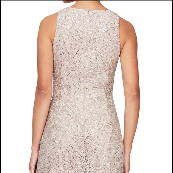 Alex Evenings Buff Maxi Gown with Ruffled Slit and Halter Neckline - Picture 4 of 7